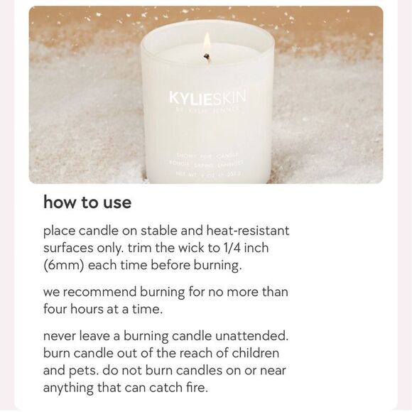 KYLIE COSMETICS/ Kylie Skin Snow Pine Candle-9oz Vegan Soy Wax,55-Hour B… - Picture 14 of 16